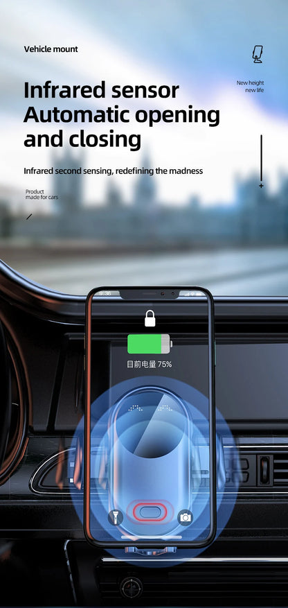 30W Wireless Car Charger Mount – Auto-Clamp Air Vent Phone Holder with Fast Charging & 360° Rotation