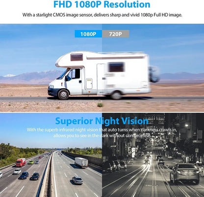 Solar Wireless Backup Camera with 5" AHD Monitor for RV, Truck, Trailer, Camper – WiFi & Magnetic Mount