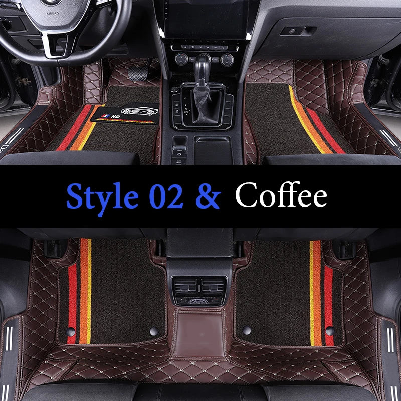 Custom Fit Leather Car Floor Mats – Full Set with Brand Logo | All-Weather Interior Protection for Most Car Models