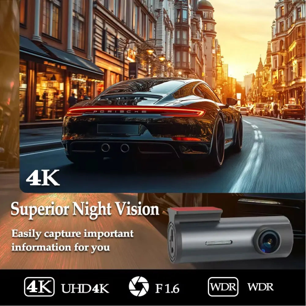 4K Mini Dash Cam with WiFi, GPS, G-Sensor & 24H Parking Mode