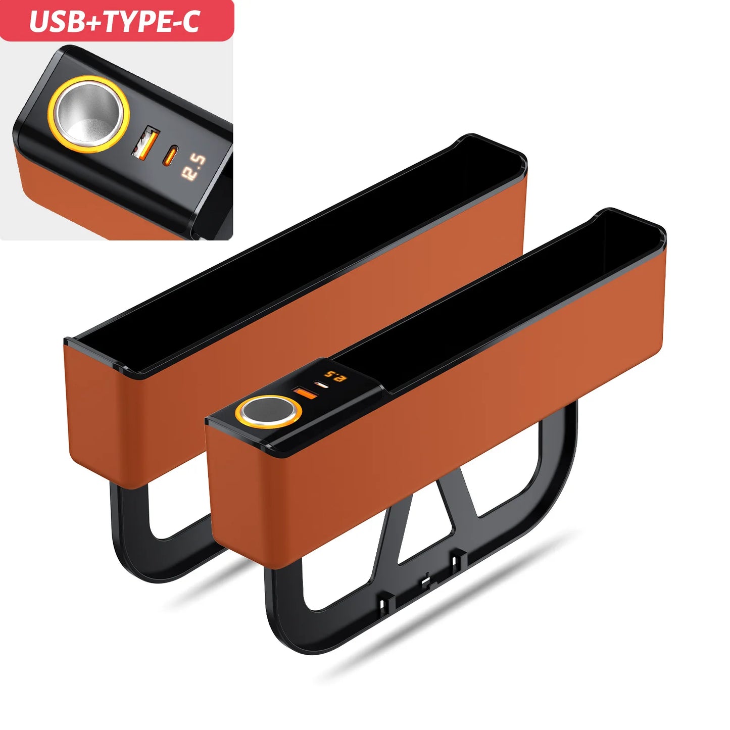 Car Seat Organizer with Charger & Gap Filler