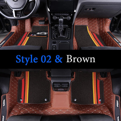 Custom Fit Leather Car Floor Mats – Full Set with Brand Logo | All-Weather Interior Protection for Most Car Models