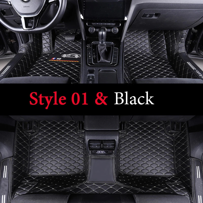 Custom Fit Leather Car Floor Mats – Full Set with Brand Logo | All-Weather Interior Protection for Most Car Models