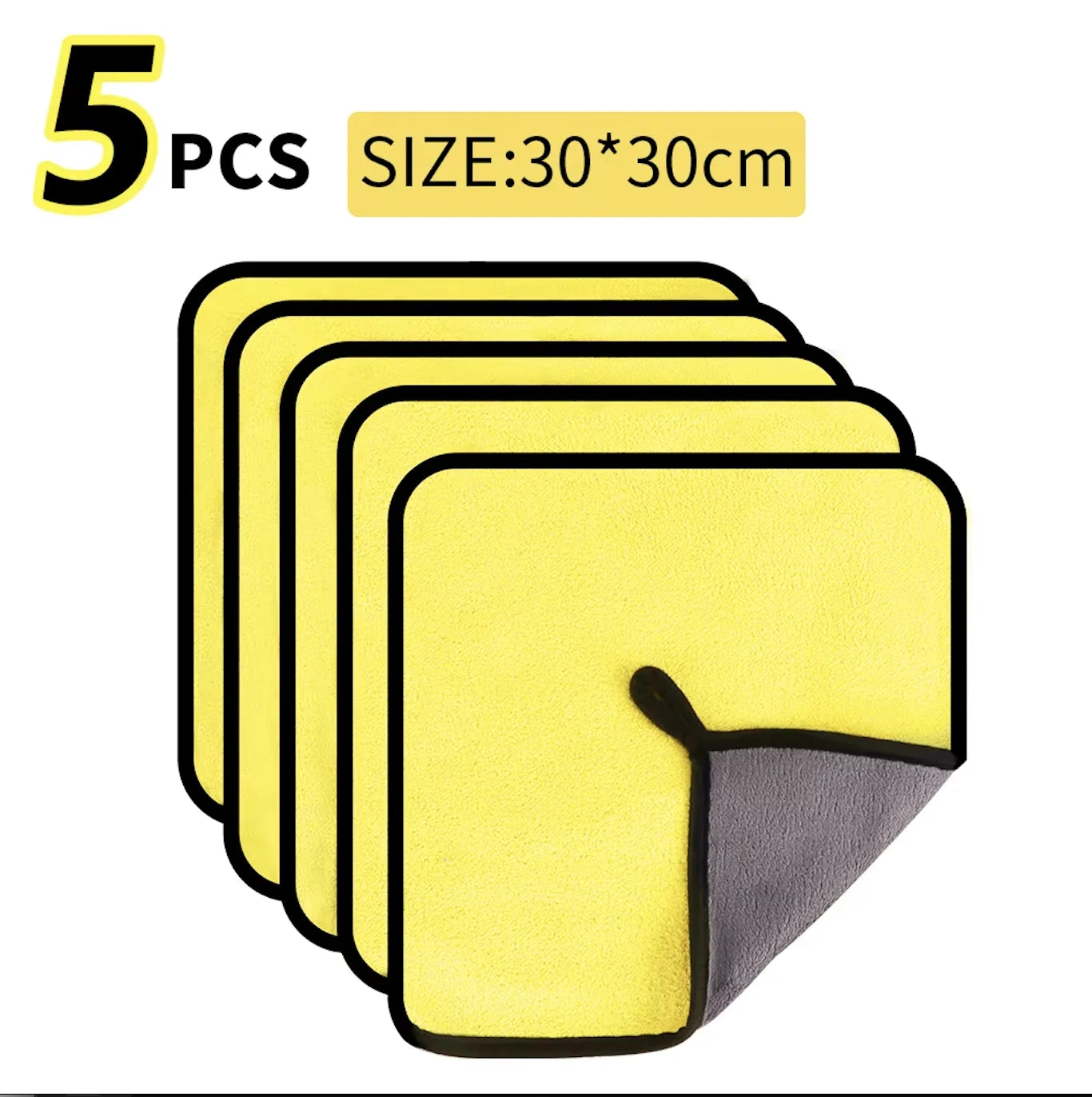 Microfiber Car Wash Towels (30×30/30×60 cm, Pack of 3/5/10)
