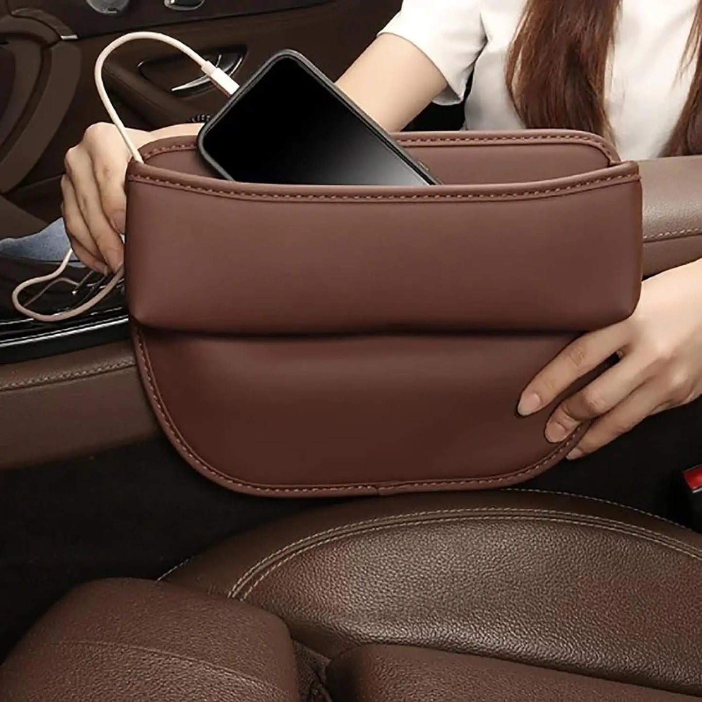 Leather Car Seat Gap Organizer Box