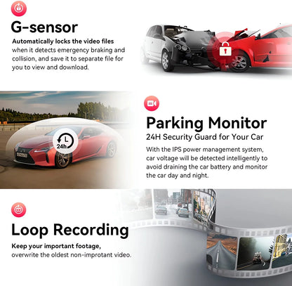 10.26" 4K Dual Lens Dash Cam with CarPlay, Android Auto, GPS, 5G WiFi & FM