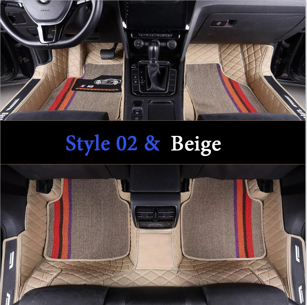 Custom Fit Leather Car Floor Mats – Full Set with Brand Logo | All-Weather Interior Protection for Most Car Models