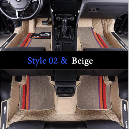 Custom Fit Leather Car Floor Mats – Full Set with Brand Logo | All-Weather Interior Protection for Most Car Models