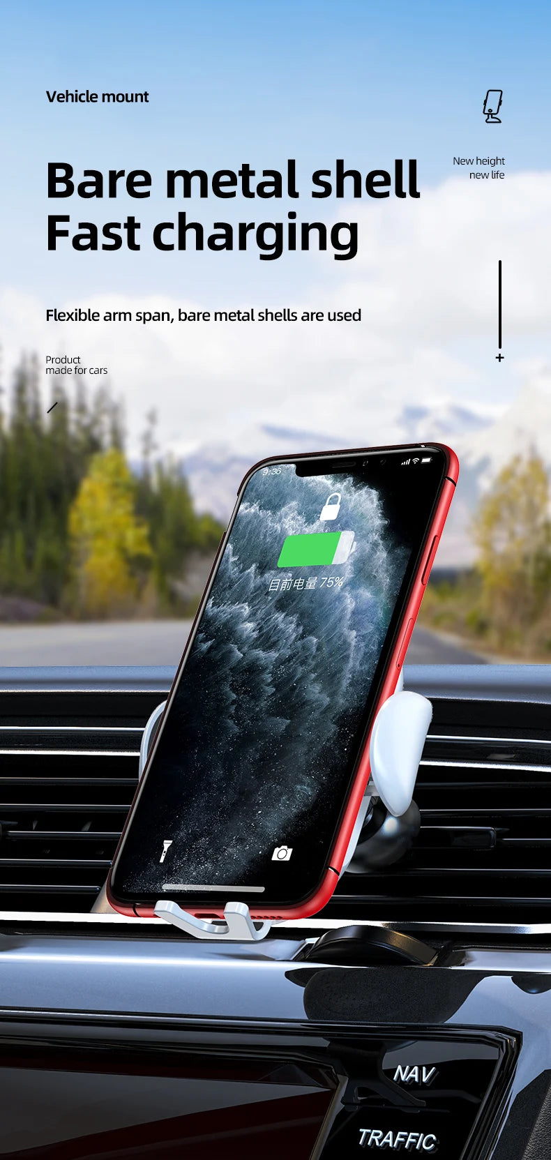 30W Wireless Car Charger Mount – Auto-Clamp Air Vent Phone Holder with Fast Charging & 360° Rotation
