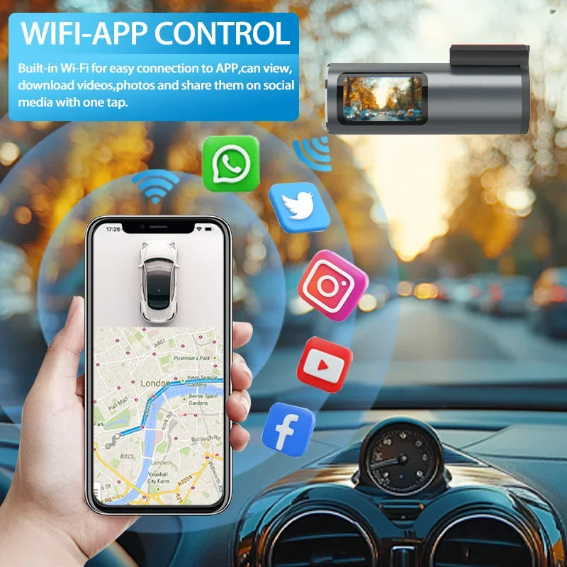 4K Mini Dash Cam with WiFi, GPS, G-Sensor & 24H Parking Mode