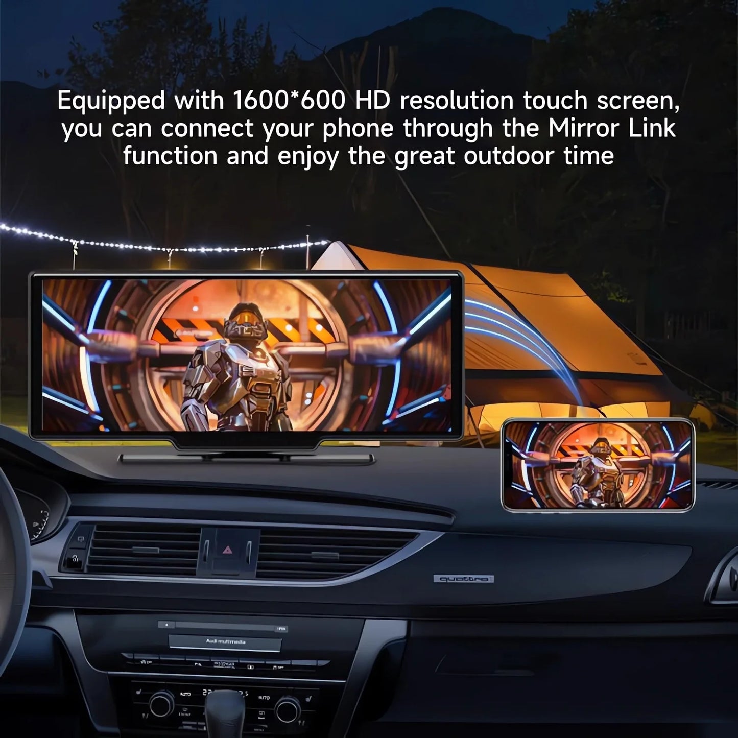 10.26" 4K Dual Lens Dash Cam with CarPlay, Android Auto, GPS, 5G WiFi & FM