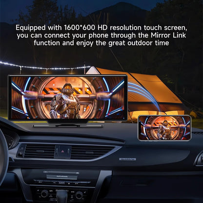 10.26" 4K Dual Lens Dash Cam with CarPlay, Android Auto, GPS, 5G WiFi & FM