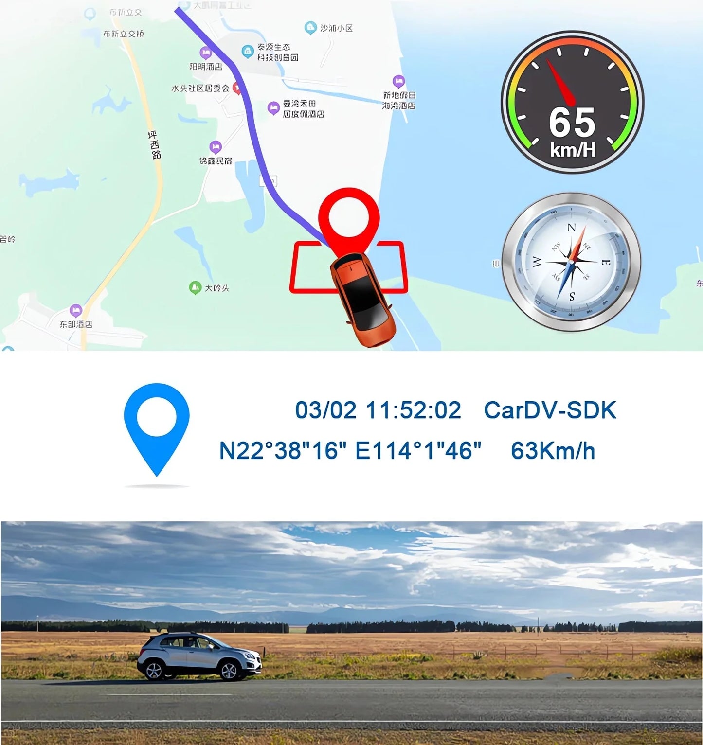 10.26" 4K Dual Lens Dash Cam with CarPlay, Android Auto, GPS, 5G WiFi & FM