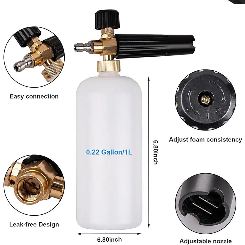 Snow Foam Cannon Kit – 1 L Bottle & 1/4″ Quick Connect + Gloves