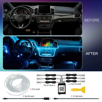 RGB LED Car Interior Ambient Lights with App & Remote