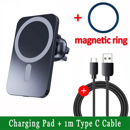 30W Magnetic Wireless Car Charger for iPhone 15/14/13/12 Series | MagSafe Fast Charging Phone Holder Mount