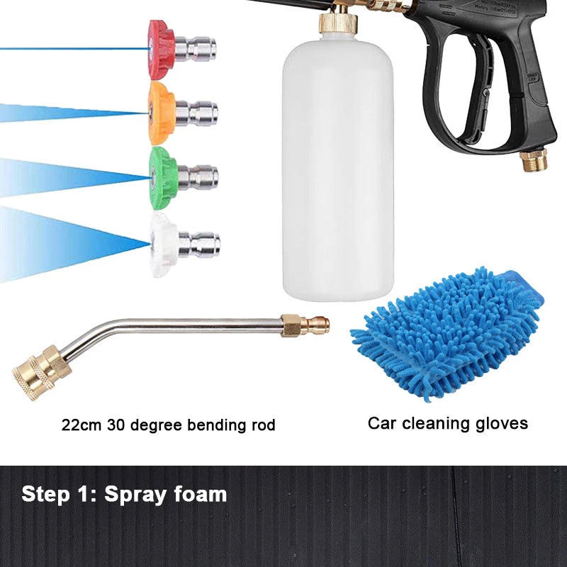 Snow Foam Cannon Kit – 1 L Bottle & 1/4″ Quick Connect + Gloves