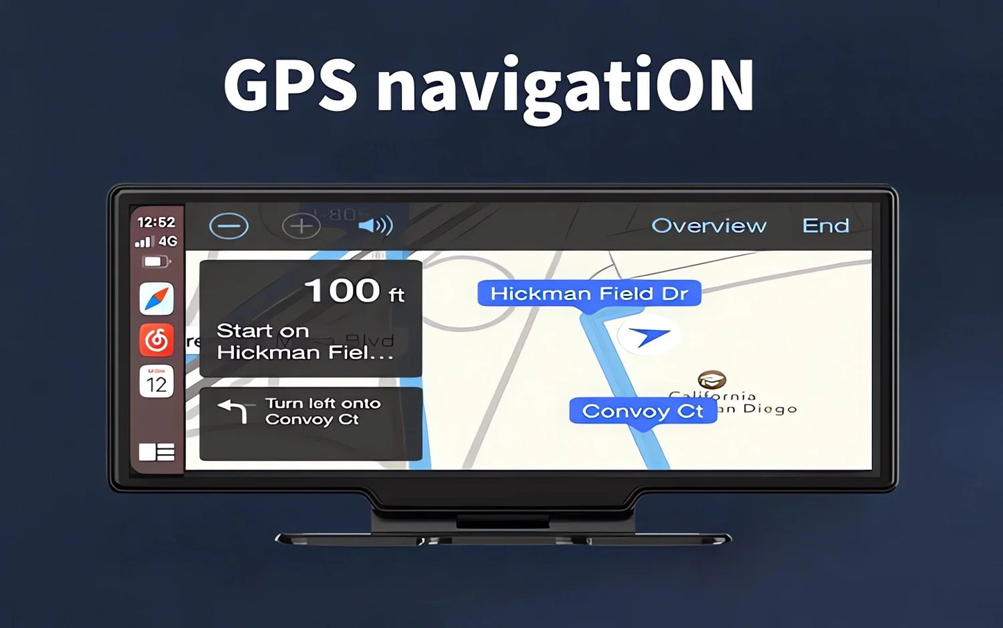 10.26" 4K Dual Lens Dash Cam with CarPlay, Android Auto, GPS, 5G WiFi & FM