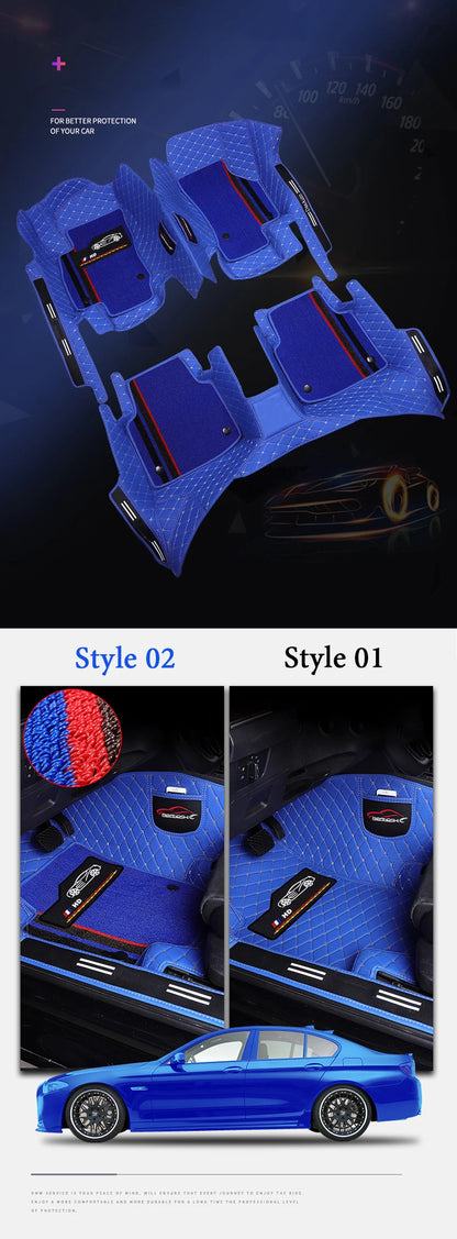 Custom Fit Leather Car Floor Mats – Full Set with Brand Logo | All-Weather Interior Protection for Most Car Models