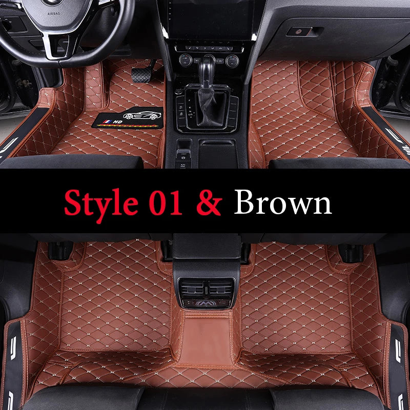 Custom Fit Leather Car Floor Mats – Full Set with Brand Logo | All-Weather Interior Protection for Most Car Models