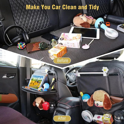 Car Seat Back Organizer with Foldable Table Tray