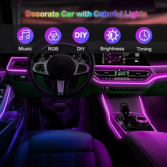 RGB LED Car Interior Ambient Lights with App & Remote