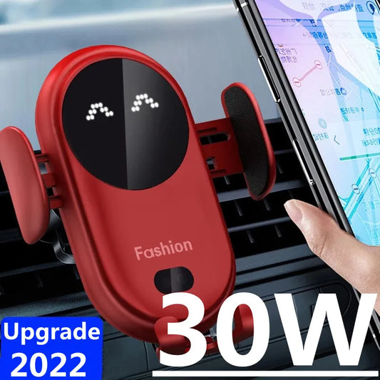 30W Wireless Car Charger Mount – Auto-Clamp Air Vent Phone Holder with Fast Charging & 360° Rotation