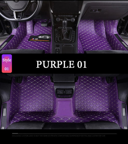 Custom Fit Leather Car Floor Mats – Full Set with Brand Logo | All-Weather Interior Protection for Most Car Models