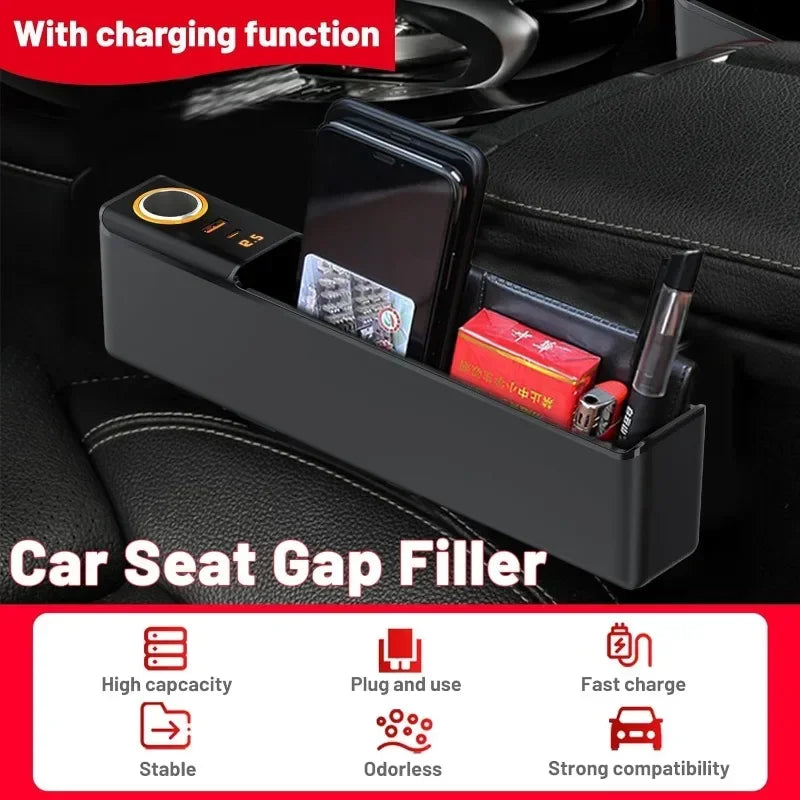 Car Seat Organizer with Charger & Gap Filler