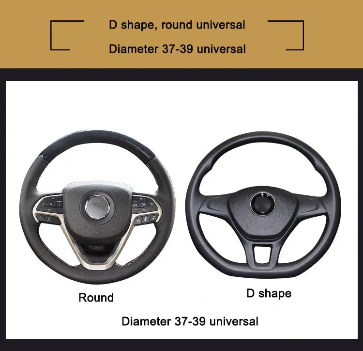 Diamond-Studded Leather Steering Wheel Cover 38cm