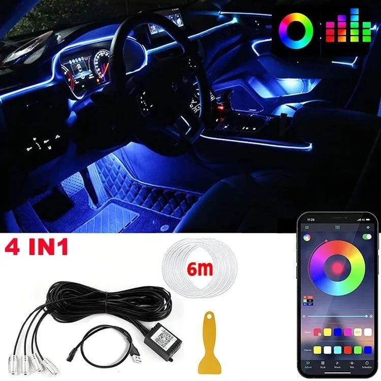 RGB LED Car Interior Ambient Lights with App & Remote