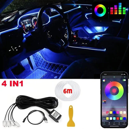 RGB LED Car Interior Ambient Lights with App & Remote