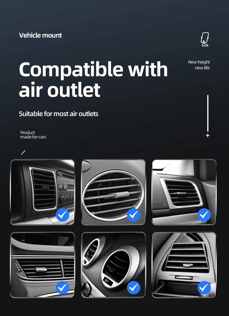 30W Wireless Car Charger Mount – Auto-Clamp Air Vent Phone Holder with Fast Charging & 360° Rotation