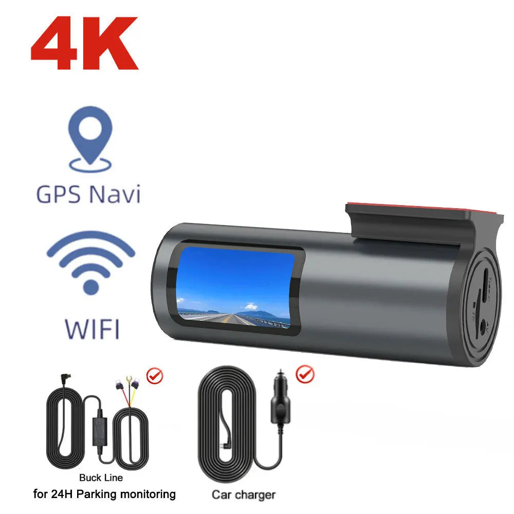 4K Mini Dash Cam with WiFi, GPS, G-Sensor & 24H Parking Mode