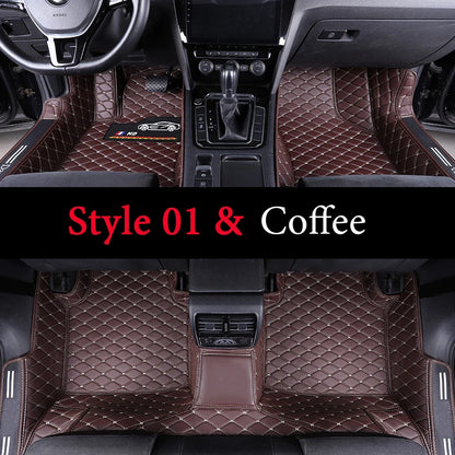 Custom Fit Leather Car Floor Mats – Full Set with Brand Logo | All-Weather Interior Protection for Most Car Models