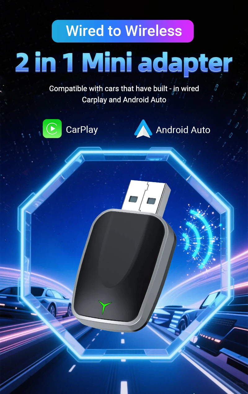 Wireless CarPlay/Android Auto Adapter – 2025 Upgrade, Fast 5GHz, Plug & Play