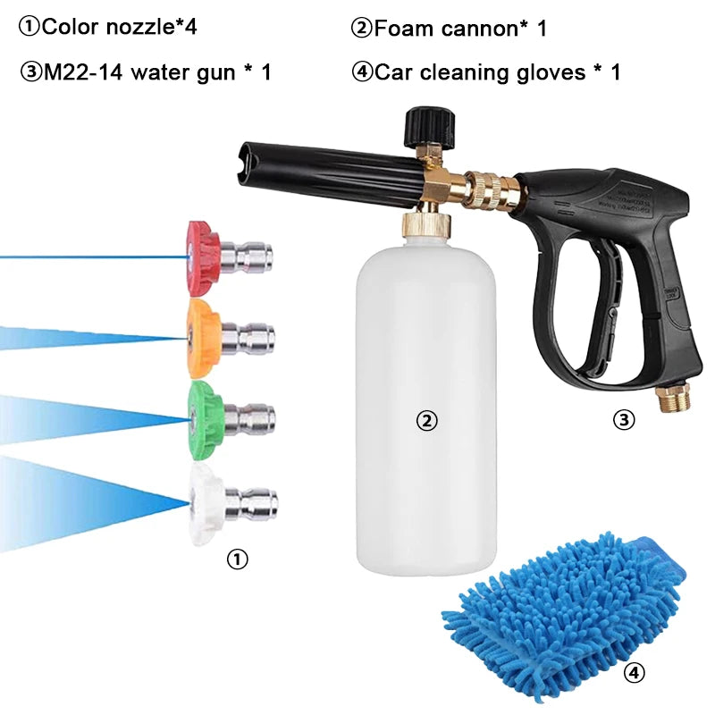 Snow Foam Cannon Kit – 1 L Bottle & 1/4″ Quick Connect + Gloves