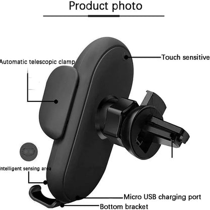 30W Wireless Car Charger Mount – Auto-Clamp Air Vent Phone Holder with Fast Charging & 360° Rotation