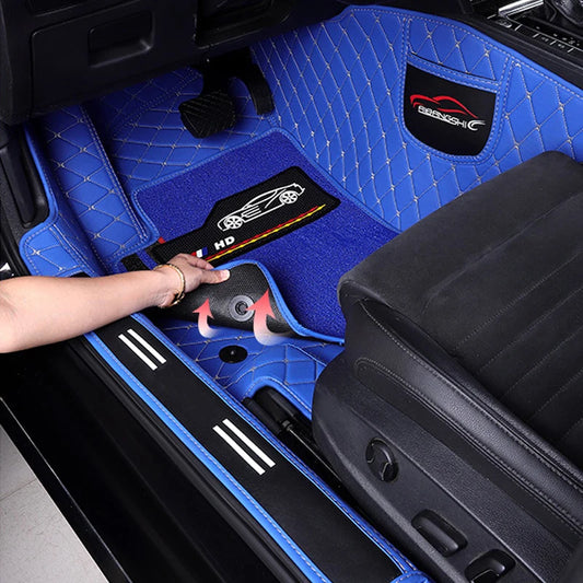 Custom Fit Leather Car Floor Mats – Full Set with Brand Logo | All-Weather Interior Protection for Most Car Models