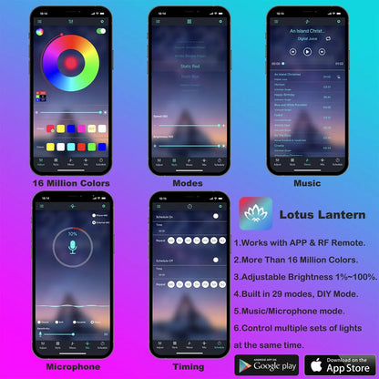 RGB LED Car Interior Ambient Lights with App & Remote