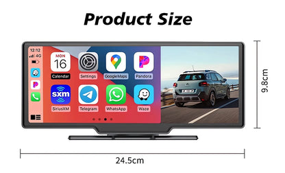10.26" 4K Dual Lens Dash Cam with CarPlay, Android Auto, GPS, 5G WiFi & FM