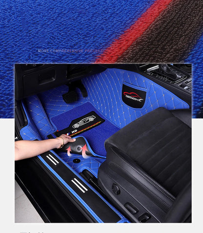 Custom Fit Leather Car Floor Mats – Full Set with Brand Logo | All-Weather Interior Protection for Most Car Models
