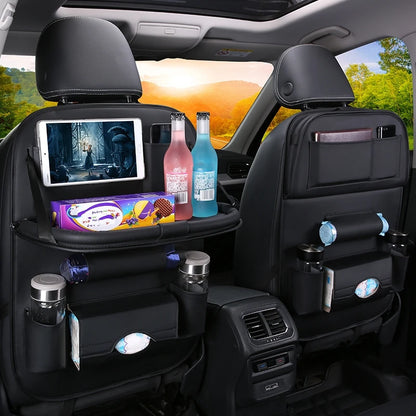 Car Seat Back Organizer with Foldable Table Tray