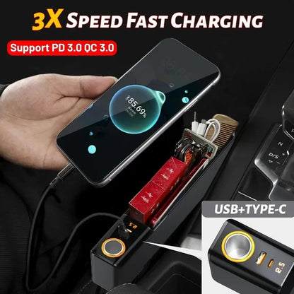 Car Seat Organizer with Charger & Gap Filler