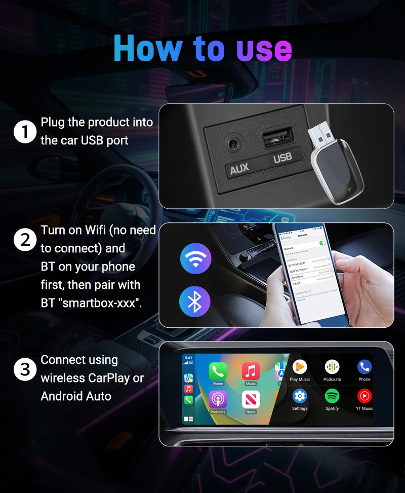 Wireless CarPlay/Android Auto Adapter – 2025 Upgrade, Fast 5GHz, Plug & Play