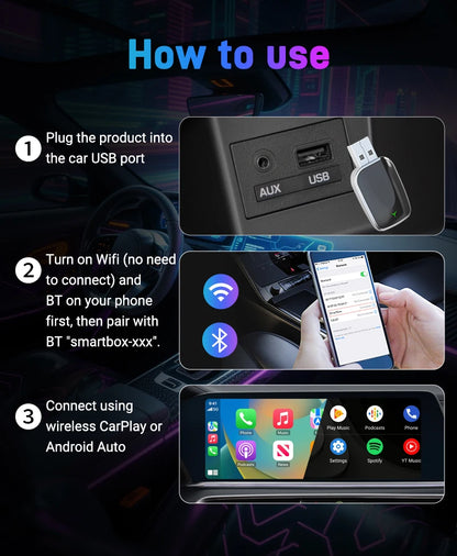 Wireless CarPlay/Android Auto Adapter – 2025 Upgrade, Fast 5GHz, Plug & Play