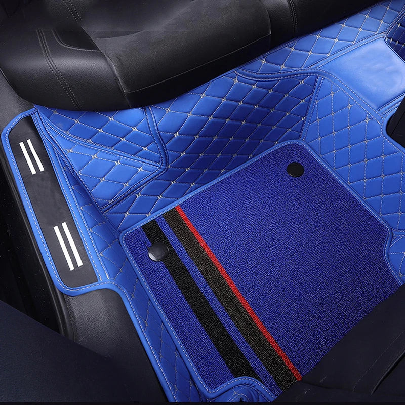 Custom Fit Leather Car Floor Mats – Full Set with Brand Logo | All-Weather Interior Protection for Most Car Models