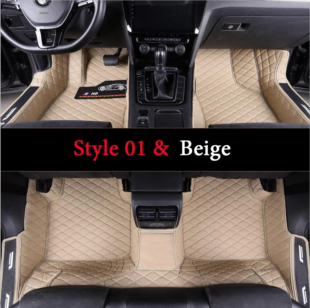 Custom Fit Leather Car Floor Mats – Full Set with Brand Logo | All-Weather Interior Protection for Most Car Models