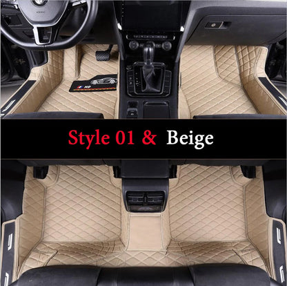 Custom Fit Leather Car Floor Mats – Full Set with Brand Logo | All-Weather Interior Protection for Most Car Models