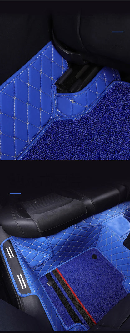 Custom Fit Leather Car Floor Mats – Full Set with Brand Logo | All-Weather Interior Protection for Most Car Models